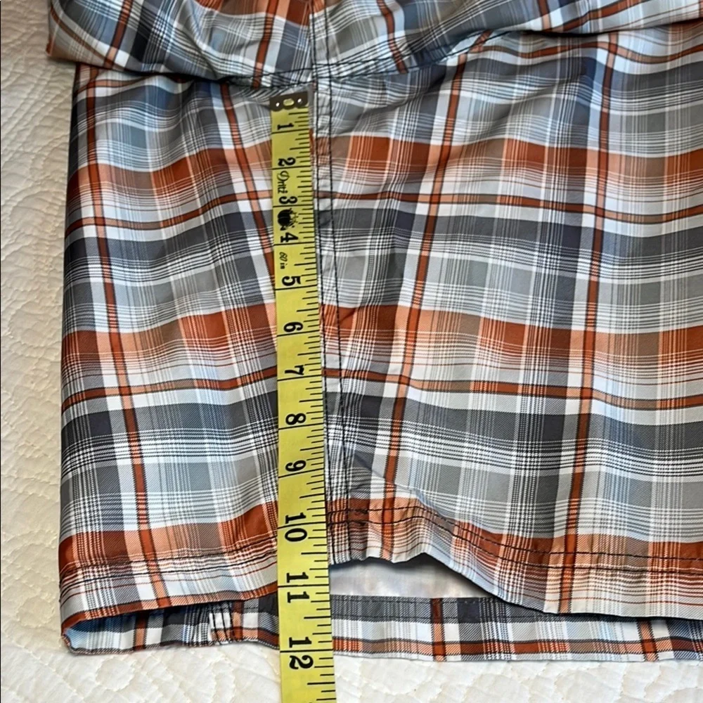 Columbia Board Shorts Mens 30 Plaid‎ Orange Gray Swimsuit Sportswear Preppy